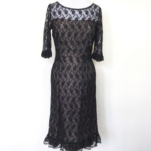 Vintage Black Lace Long Sleeve Dress